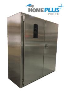 community water treatment point of entry with lockable enclosure community water treatment point of entry with lockable enclosure