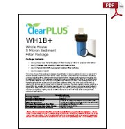 Download Owners Manual for WH1B+ 5 Micron Whole House Sediment Filter